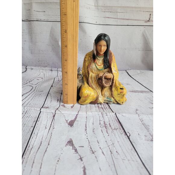 Vintage Native American Woman With Wolf Home Decor, Native American Art, 6” - Picture 9 of 9